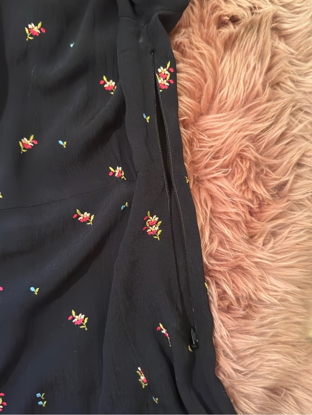 Topshop Black Mini Dress with Pink Floral Print - Picture 6 of 9
